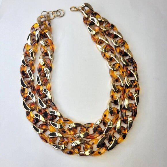 Chunky Brown Gold Choker Statement Necklace - Picture 1 of 11
